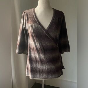 Ombré Striped Wrap Sweater